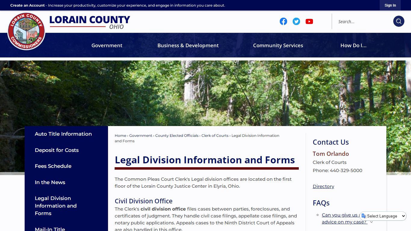 Legal Division Information and Forms | Lorain County, OH